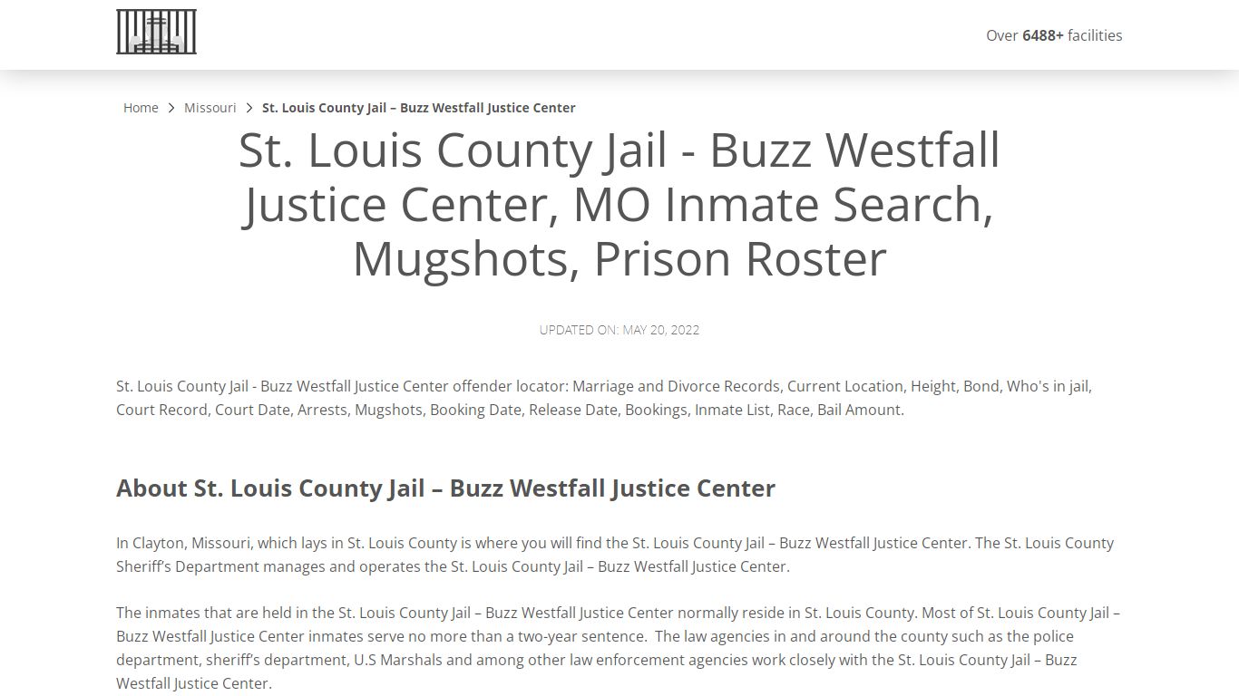 St. Louis County Jail - Buzz Westfall Justice Center, MO ...